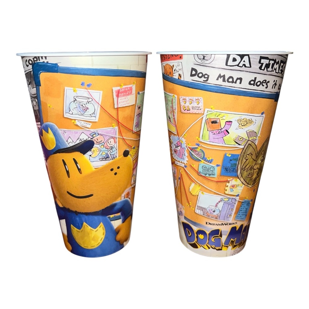 NEW!! 2025 release of the DreamWorks Animation film Dog Man Set of 5 Cups
